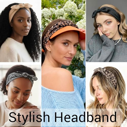 DRESHOW 8 Pack Headbands for Women Yoga Knotted Headbands Elastic Criss Cross Hair Accessories Sports Head Wrap Non Slip - color: 8 Pack: Rabbit Ears Bow A