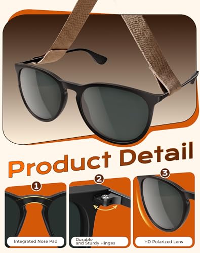 KALIYADI Sunglasses Womens Polarized Womens-Sunglasses: Trendy Sun Glasses with UV400 Retro Style for Party Beach Shopping - color: C2 Black/Grey + Leopard/Brown + Crystal Pink/Brown