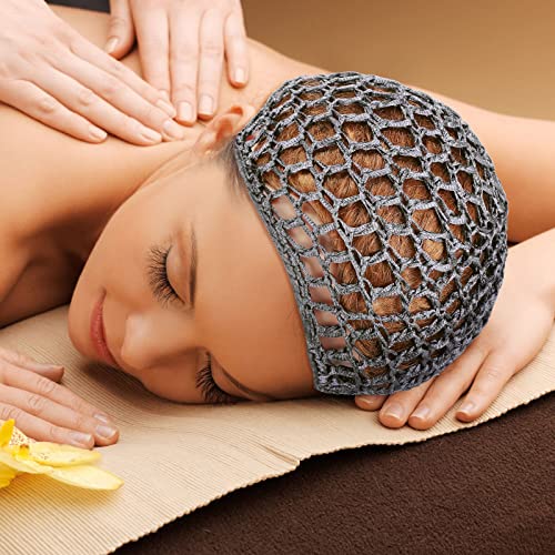 Geyoga 4 Pieces Mesh Crochet Hair Net Rayon Knit Snood Hat Thick Short Women Hairnet Snoods Cover Ornament for Sleeping (Gray) - color: Gray