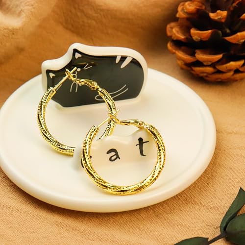 ToHeart Gold Hoop Earrings for Women Twist Hoop Earrings Gold Plated - style: Hoop Earrings H