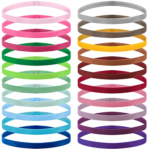 Duufin 20 Pieces Elastic Sport Headbands for Women and Girls - Non Slip Grip Headbands in 20 Colors - Ideal for Volleyball, Tennis, Yoga, Basketball, Walking, Exercise, Running - color: Fashion Color