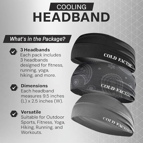 COLD FACTOR Cooling Headband for Women and Men – UPF 50+ Advanced Evaporative Comfort, Instant Cooling Sweatband for Outdoor Sports, Fitness, Yoga, Hiking, Running, and Workout - color: Paisley