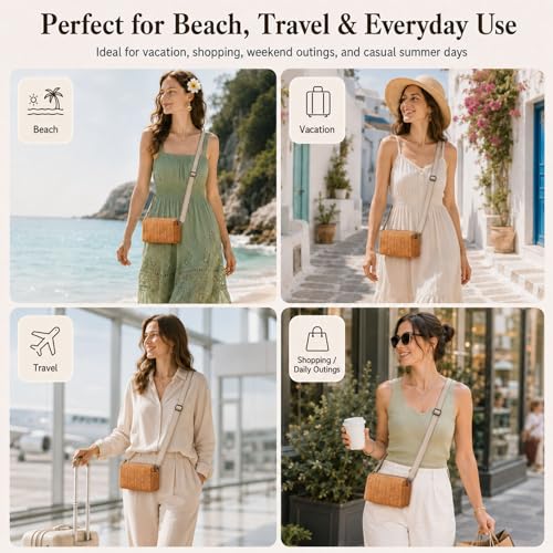 Small Crossbody Bag for Women - color: Strawbrown