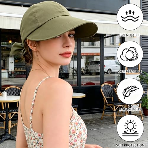 Women Wide Brim Sun Hat Adjustable Packable Beach UV Protection Gardening Hats - color: Green