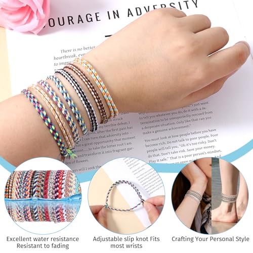30 PCS Woven Wrap Friendship Bracelets, Handmade Woven Bracelet for Friendship, Adjustable Colorful Thread Bracelets for Women