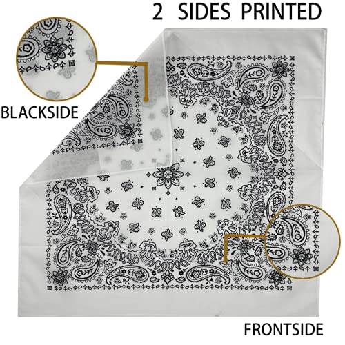 6 Pack 12 Pack Bandanas 2 Sides Printed 22inch Unisex Cowboy Kerchiefs - color: Assorted 3-6 Pack