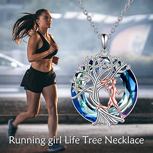 YFN Tree of Life Necklace Sterling Silver Crystal Jewelry Graduation Birthday Gifts for Women - color: Runner