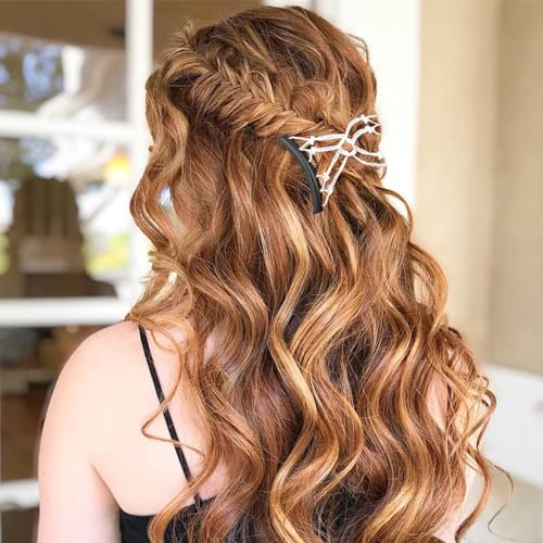 5 Pieces Stretchy Magic Adjustable Elastic Hair Comb Clips & Pins - No Crease Vintage Bun Makers for Women Girls, Curly Thick Wavy Ponytail Hair Accessories - color: Yellow,White,Pink,Purple,Navy blue