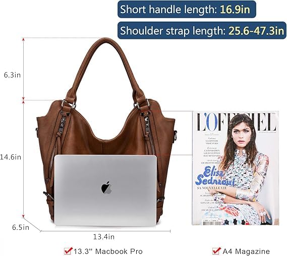 Tote Bag for Women PU Leather Shoulder Bags Fashion Hobo Bags Large Purse and Handbags with Adjustable Shoulder Strap - color: Brown Flower