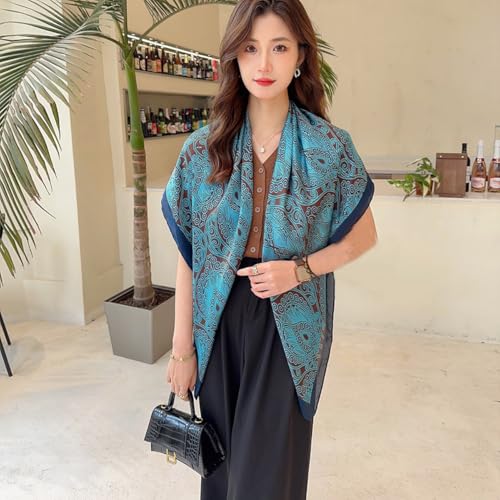 XL 43 Inch Extra Large Square Scarf Fashion Scarves Silk Feeling Hair Scarf Wrapping Scarfs Night Sleeping Headscarf - color: Ba103