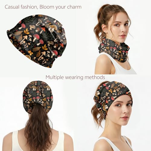 Chemo Caps Slouchy Beanie Hat Stretch Cancer Head Wraps Turban Sleep Headwear Scarf for Women Girls Men - color: I-4-mushroom
