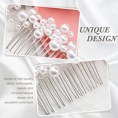 Geosar 9 Pcs Wedding Hair Accessories Pearl Hair Pins Women Vintage Hairs Piece Bridal Accessories for Bride Bridesmaids(Silver,Elegant Style) - color: Silver, style: Elegant Style