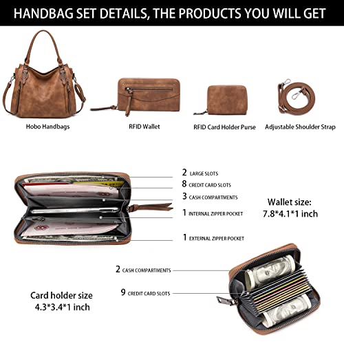 lapsting Hobo Bags for Women Handbags Purse Ladies Boho Shoulder Bag Crossbody Purses Faux Leather - color: G - 15inch Brown - Black Metal