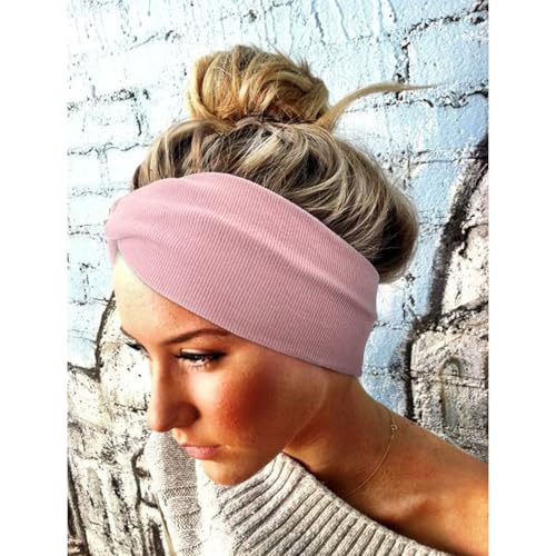 AQOKKA Elastic Knotted Headbands for Women Criss Cross Head Bands for Women's Hair Non Slip Boho Wrap Twisted Hair Accessories - color: 8 Pack Ribbing Cross Headbands C