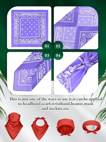 Unittype 36 Pieces Paisley Bandana Cowboy Bandanas Sports Novelty Headband Square Scarf Outdoor for Western Party Costume - color: Neon Color, style: Simple Style