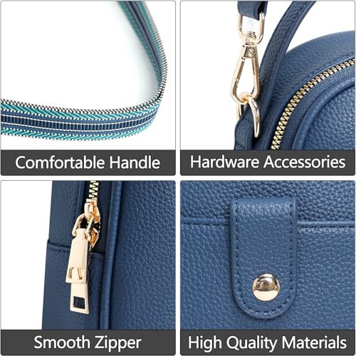 Vegan Leather Crossbody Bag for Women, Multi Compartment Lightweight Shoulder Purse, Casual Daily Crossbody Bag - color: Dark Blue