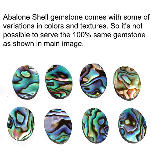 Handmade 925 Sterling Silver Plated Ring Natural Gemstone Carnelian, Rose Quartz, Tiger Eye, Crystal Oval Boho Jewelry For Women - color: Abalone Shell