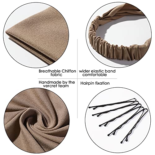 Vercret 6 Pack Hair Scarf Headband for Women Elastic Bandana Head Scarf Large Boho Triangle Kerchief with Clips Non Slip Scarves - color: I Dark Colors