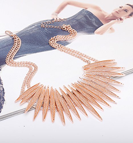 MOLOCH Sparkling Druzy Leaf Choker Necklace Fashion Gold-Tone Collar Necklace Bib Statement Chunky Tribal Necklace Woman Jewelry - color: rose gold