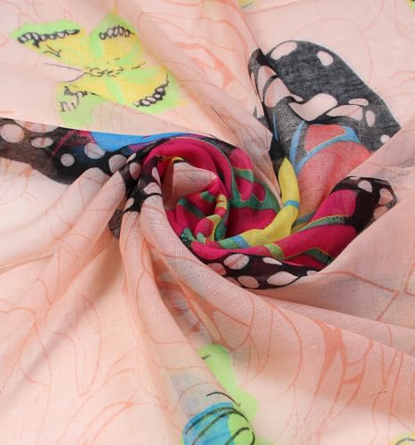 Scarfand's Romantic Rose Prints & Floral Patterns Lightweight Infinity Fashion Scarves Wraps - color: Butterfly Peach