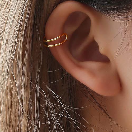 IRONBOX 9Pcs Ear Cuff Earrings for Women 14K Silver/Gold Ear Cuff Non Piercing Cartilage Clip Cuff Earrings Fake Earrings - color: 9Pcs Gold Tone CZ