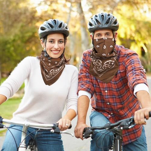NACHLYNN 10/20pcs Paisley Bandanas Assorted Bandanas Cowboy Polyester Headbands Square Scarf Headwear - color: Brown