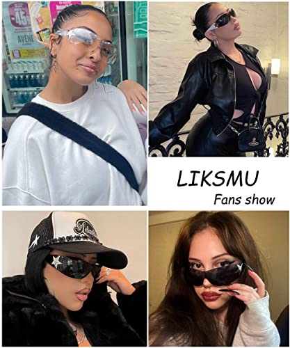 Rimless Y2K Sunglasses for Women Men Wrap Around Fashion Sunglasses Oversized Frameless Trendy Sun Glasses - color: Clear Pink Frame / Clear Pink Lens
