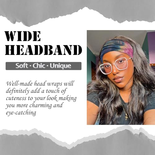 Wide Headbands Stylish Hair Band Tie Dye Head Wraps Elastic Boho Turban Headband Workout Sweatband Non Slip Bandanas Headband Knotted Hair Accessories Band for Women 4 Pack - color: Style 85