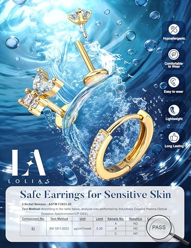 LOLIAS 16G/18G/20G Flat Back Earrings for Women Threadless Surgical Steel Stud Hoop Earrings Push in Nose Studs Hypoallergenic CZ Cartilage Earring Set Labret Helix Tragus Conch Piercing Jewelry - color: 14K Gold, size: 20G(0.8MM)-Heart&Flower