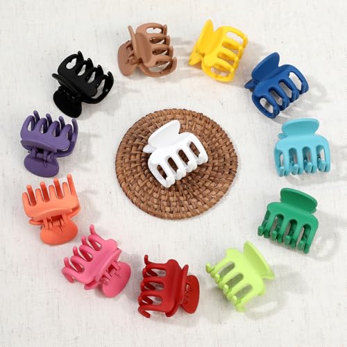 Sisiaipu 12Pcs Hair Clips for Women 1.8 Inch Small Claw Clips for Thin Hair Medium Hair Claw Clips for Thick Hair Accessories for Women Girls (Dopamine) - color: Dopamine