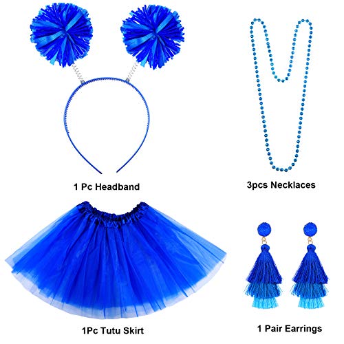 Hicarer 6 Pcs 4th of July Tutu Set Women Red White and Blue Accessories 250th Tutu Patriotic Costume Independence Day Favors - color: Blue