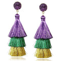 Me&Hz Colorful Layered Tassel Earrings Bohemian Statement Tiered Tassel Big Dangle Drop Earrings for Women Druzy Studs Valentine’s Day Gift - color: Mardi Gras