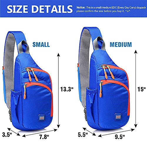 Peicees Small Sling Backpack Waterproof Unisex Shoulder Bag Chest Crossbody Daypack - color: Black, size: Small