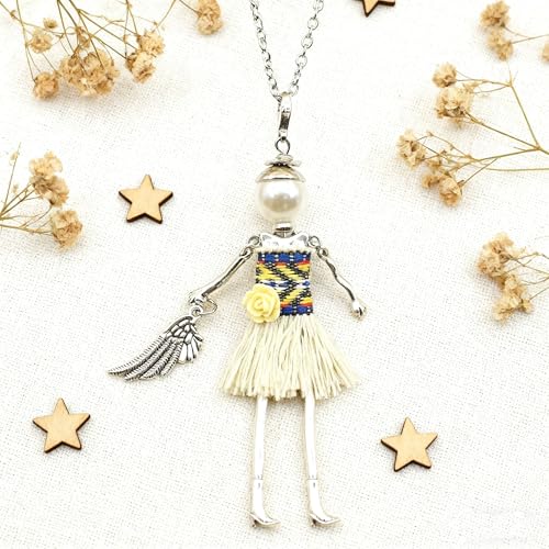 Crystal Paris Doll Necklace for Women, Handmade Cute Dress Long Chain Pendant Necklace Prom Costume Jewelry - style: 24