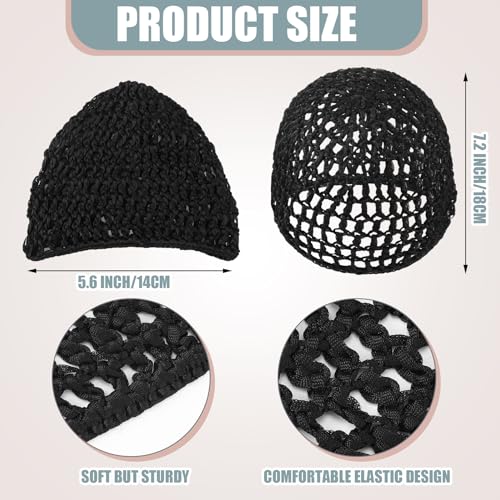 Geyoga 4 Pieces Mesh Crochet Hair Net Rayon Knit Snood Hat Thick Short Women Hairnet Snoods Cover Ornament for Sleeping (Pink,Black) - color: Pink,black