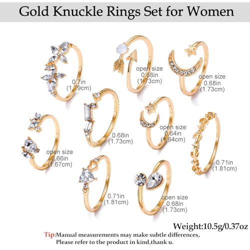 Knuckle Rings Set for Women,Simple Dainty Stackable Finger Ring Pack Minimalist Cute Butterfly Moon Heart Rings Boho Statement Jewelry Size Mixed - style: Style-B