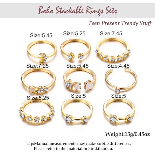 Boho Stackable Rings for Women Trendy Knuckle Joint Finger Knuckle Nail Ring Sets Simple Star Moon Stack Preppy Statement Rings Cute Stuff - style: J-10