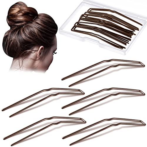 Waydress 36 Pieces U Shaped Hairpins Ballet Buns Bobby Pins Hair Styling Metal Hairpins for Updo Bun Bobby Pins for Women Lady Thick Thin Long Curly Hair(Brown, 2.5 Inches) - color: Brown, size: 2.5 Inch