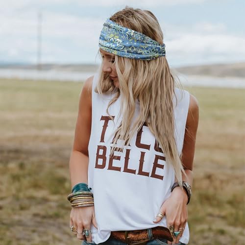 FULZTEY Wide Headbands for Women Floral Printed Boho Hairband Elastic Knotted Bandana Non Slip Workout Yoga Thick Turban Head Wrap Fashion Hair Accessories for Teen Girls 4Pcs - color: Style 78