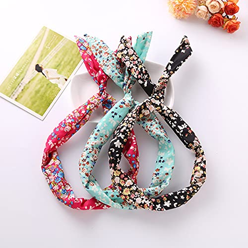 6Pcs Fashion Twist Bow Wire Headbands Head Wrap Bunny Rabbit Ears Wired Hairbands Hair Holder Hair Accessories for Women and Girls