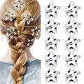 Metal Star Snap Hair Clips - Silver Cute Small Hair Barrettes Non-slip Hollow for Kids - Lovely Star Headpieces for Everyday Fashion and Party - 10PCS - color: Style9