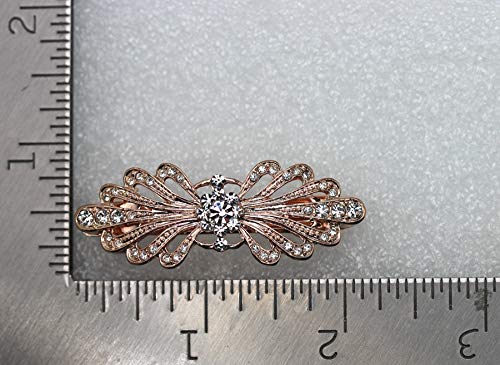 Faship Clear Small Mini Floral Hair Barrette Clip - color: Clear/Rose Gold