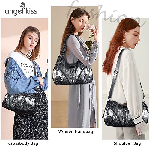 Angelkiss Hobo Purses and handbags for Women Satchel Handbag Women Purses Large Daily Shoulder Bags | Purses - color: Smoky Grey