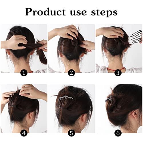 8 Piece U-Shape Hair Combs for Women's French Twist Updo and Bun Vintage Styling (Black) - color: Black