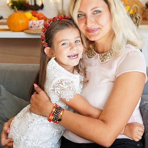 Elegance 11 designs Heishi Beaded Bracelets For Women Polymer Clay Colorful Surfer Stackable Beads Boho Bracelet Summer Beach Jewelry - color: Harvest Red