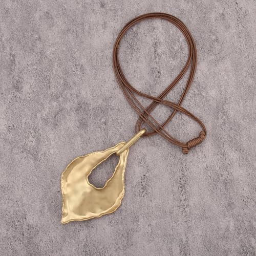 Leather Necklace for Women Large Pendant Hippie Choker Necklace Vintage Sweater Necklace Chunky Boho Necklaces for Women - style: Boho Jewelry Long Necklace