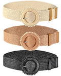 WILLBOND 3 Pcs Women Straw Stretch Belt Elastic Rattan Belts Straw Boho Raffia Belts for Ladies Woven Waist Belt for Dresses - size: Medium, style: Cute Style