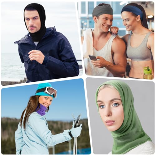 Jiuguva 26 Pcs Neck Gaiter Men Face Mask Headband Boho Head Wrap Headwear Bulk Hiking Seamless Neck Scarf Skull Bandana Women - color: Dark Color, style: Basic Style