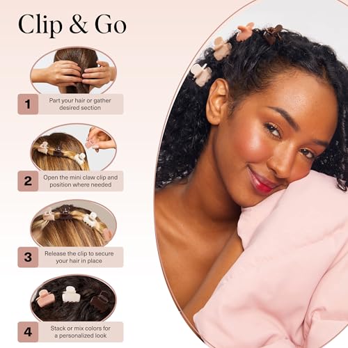Kitsch Small Hair Clips for Women and Girls – Mini Claw Clips – Hair Accessories – Daily Styling, Recycled | Ideal Gifts for Women, Rosewood – 8pc Set - color: Rosewood