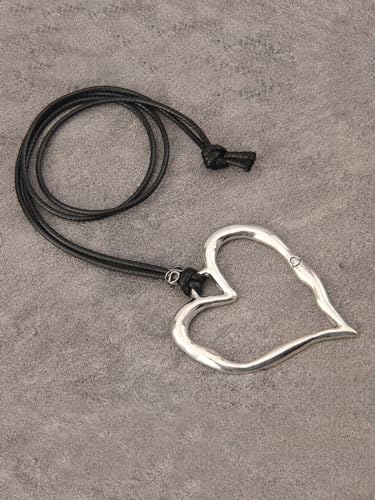 Jeilwiy Leather Necklace for Women Funky Necklace Choker String Cord Necklace with Pendant Boho Style Jewelry - style: Heart Pendant